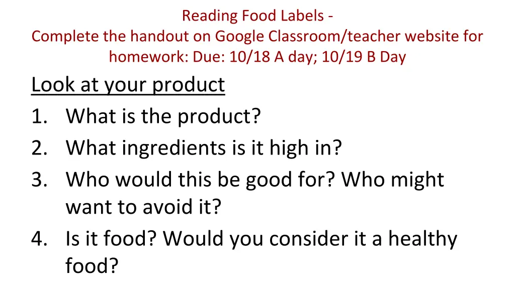 reading food labels