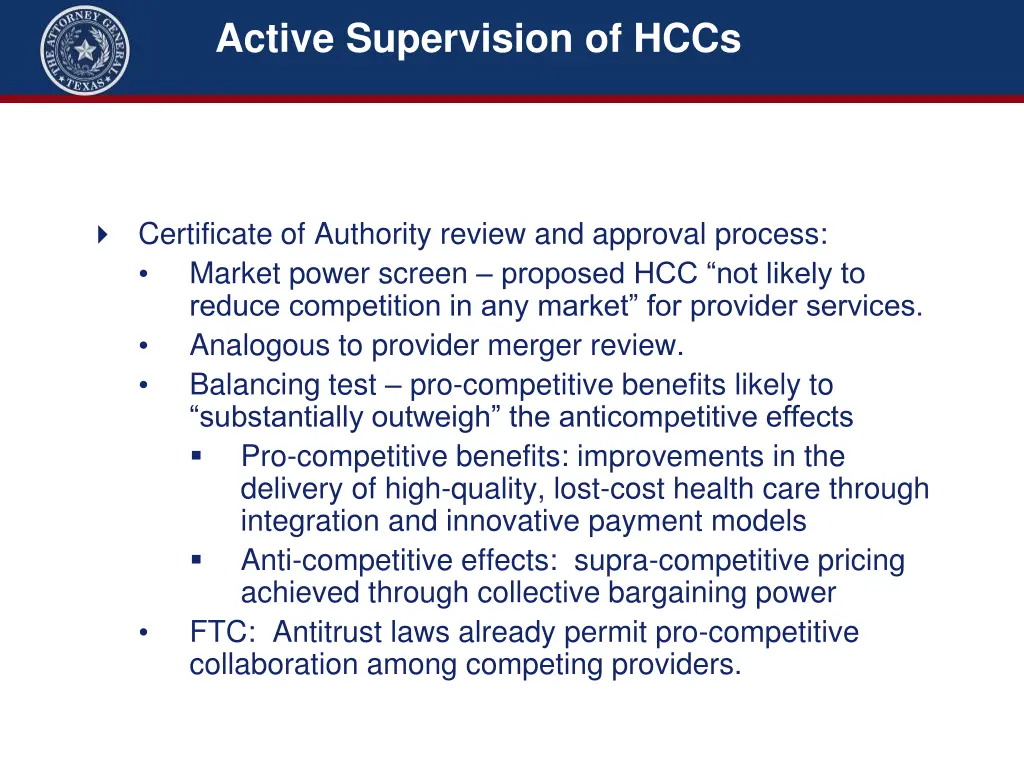 active supervision of hccs