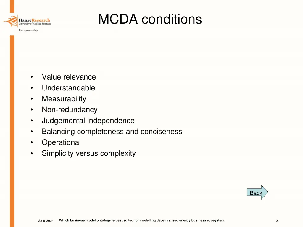 mcda conditions