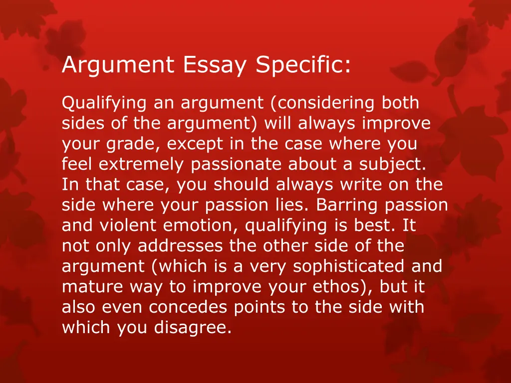 argument essay specific