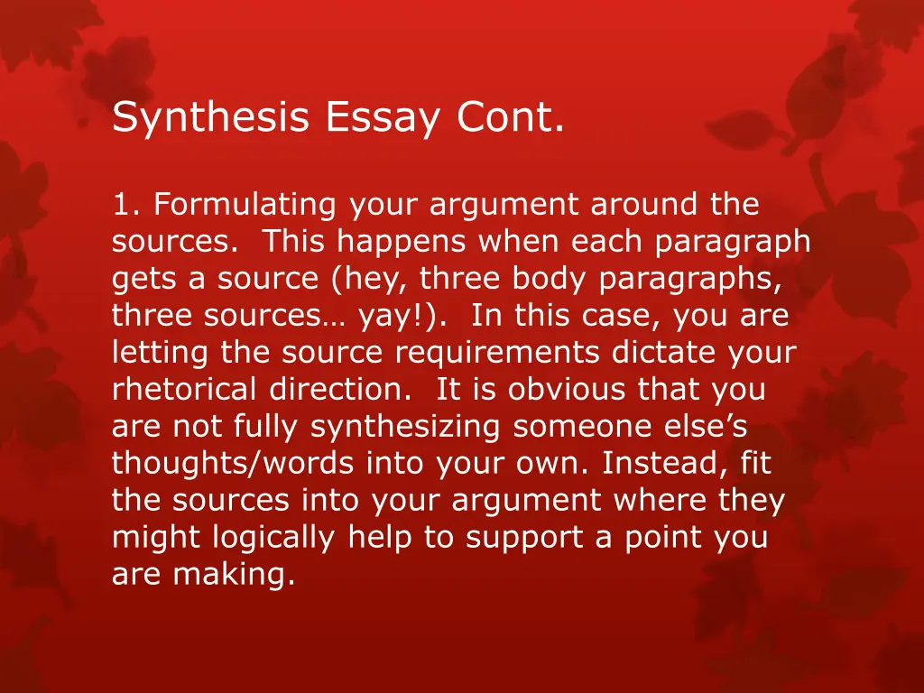 synthesis essay cont