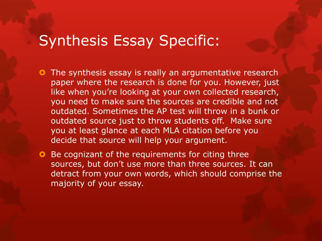 synthesis essay specific