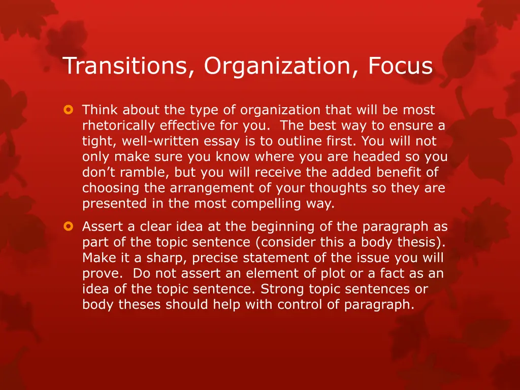 transitions organization focus