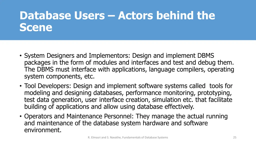 database users actors behind the scene