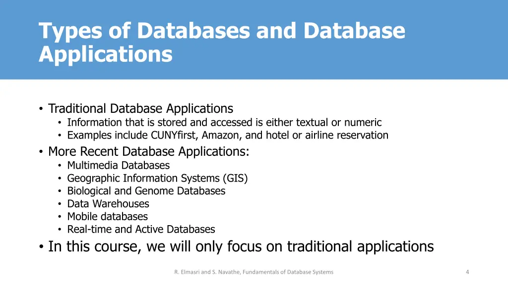 types of databases and database applications