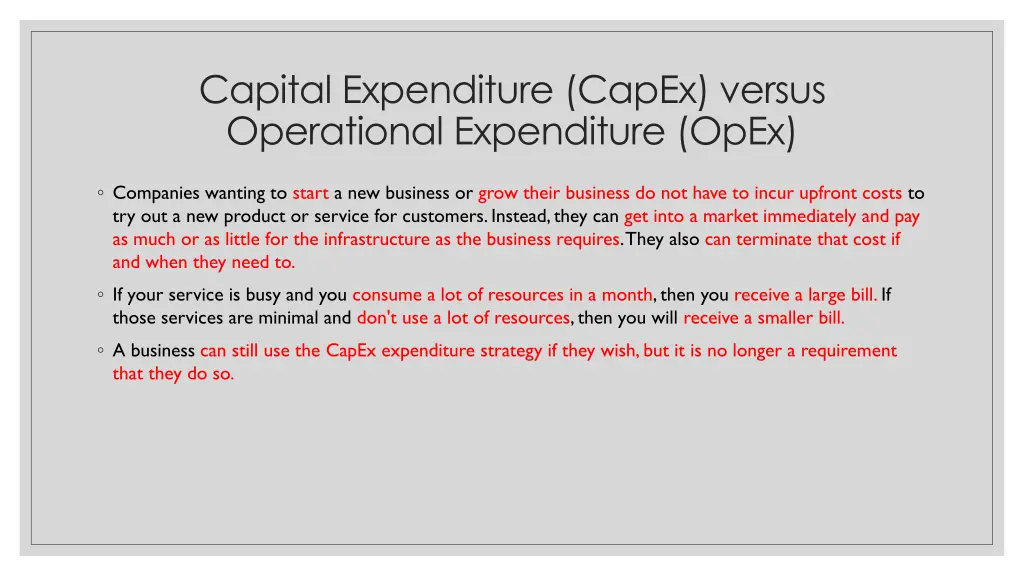 capital expenditure capex versus operational 1