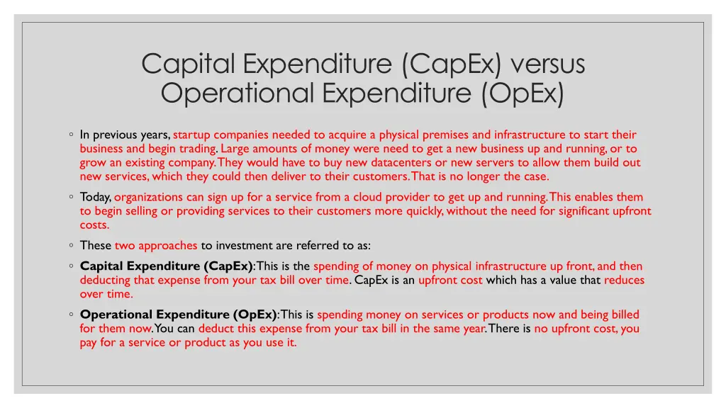 capital expenditure capex versus operational