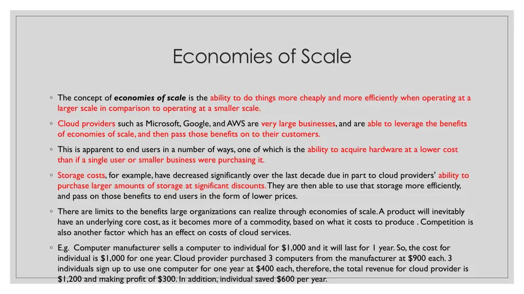 economies of scale