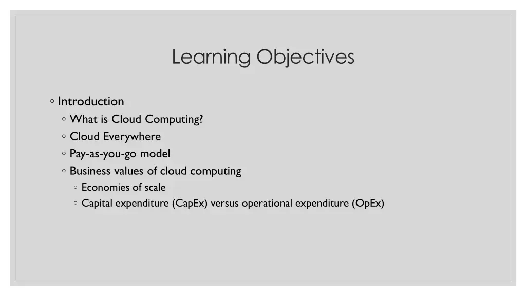 learning objectives