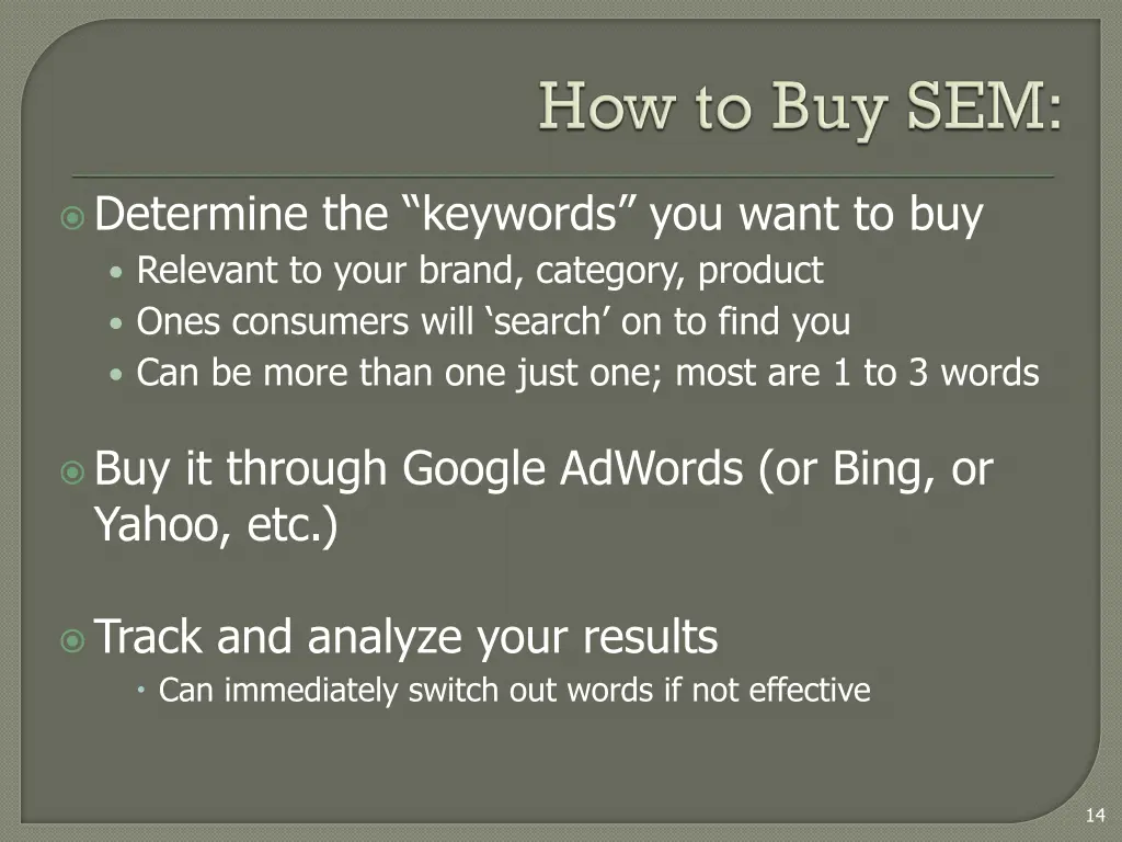 determine the keywords you want to buy relevant