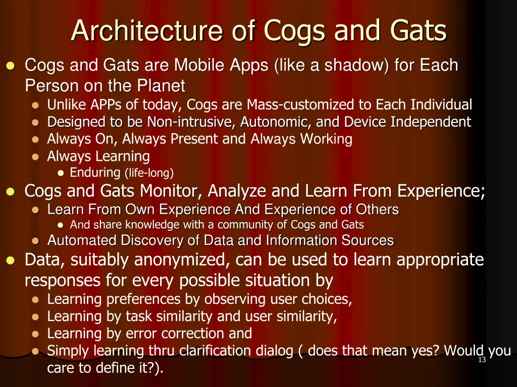 architecture of cogs and gats