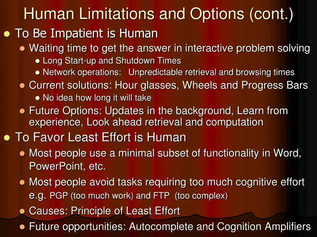 human limitations and options cont