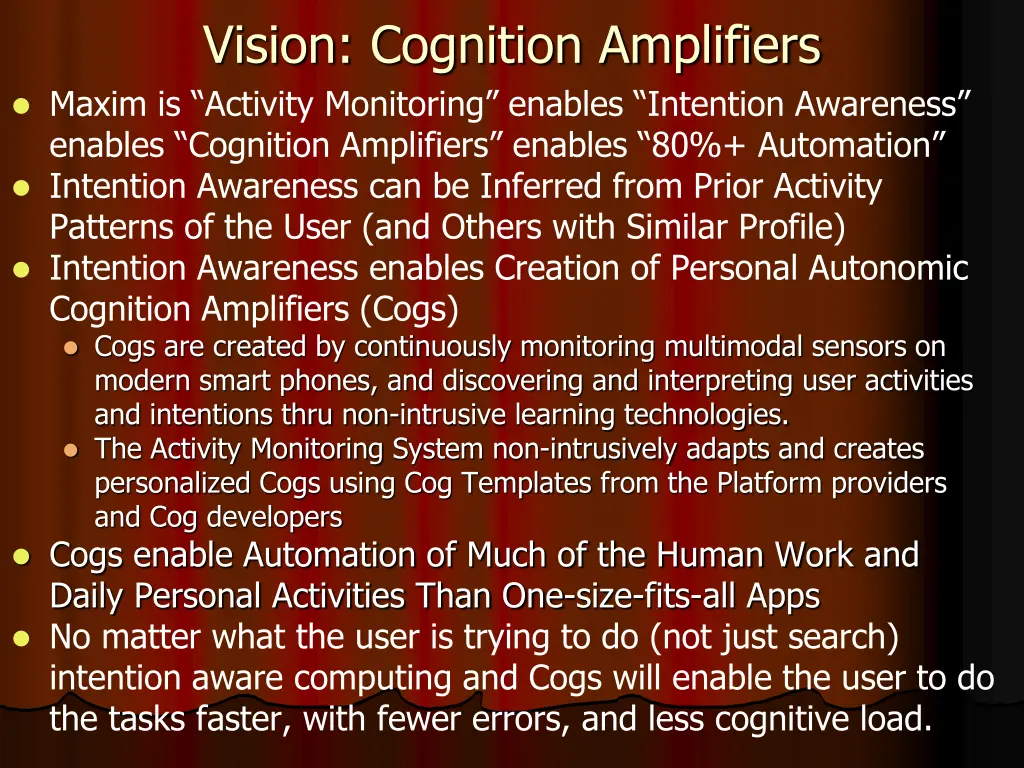 vision cognition amplifiers maxim is activity