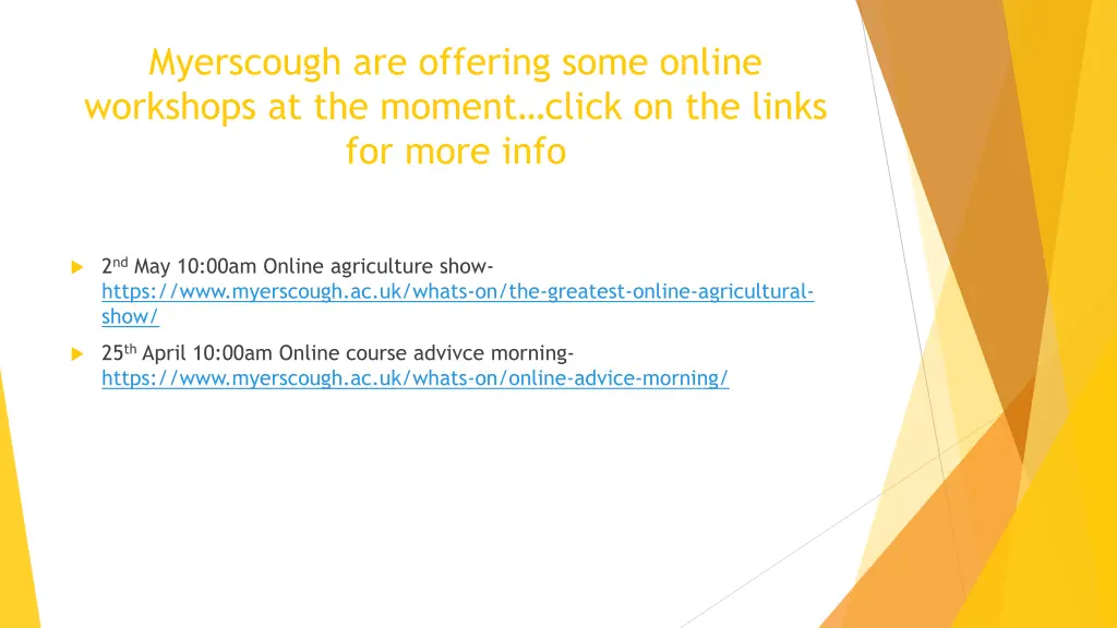 myerscough are offering some online workshops