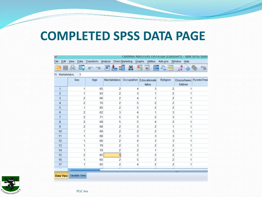 completed spss data page