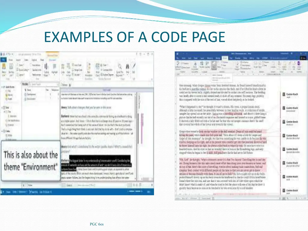 examples of a code page