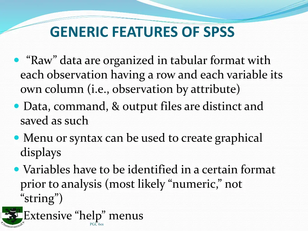 generic features of spss