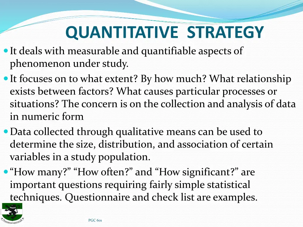 quantitative strategy it deals with measurable