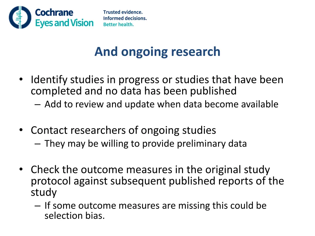 and ongoing research