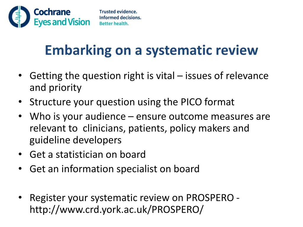 embarking on a systematic review