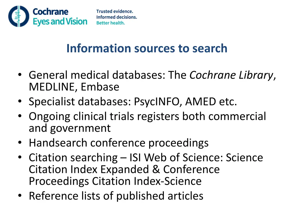 information sources to search