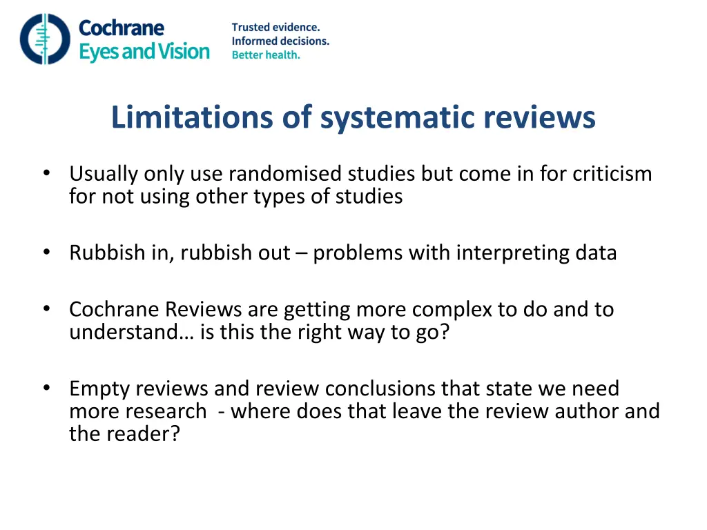 limitations of systematic reviews