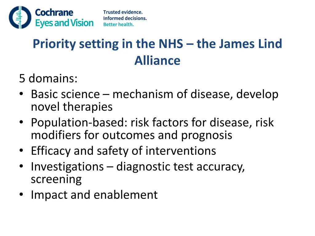 priority setting in the nhs the james lind 2