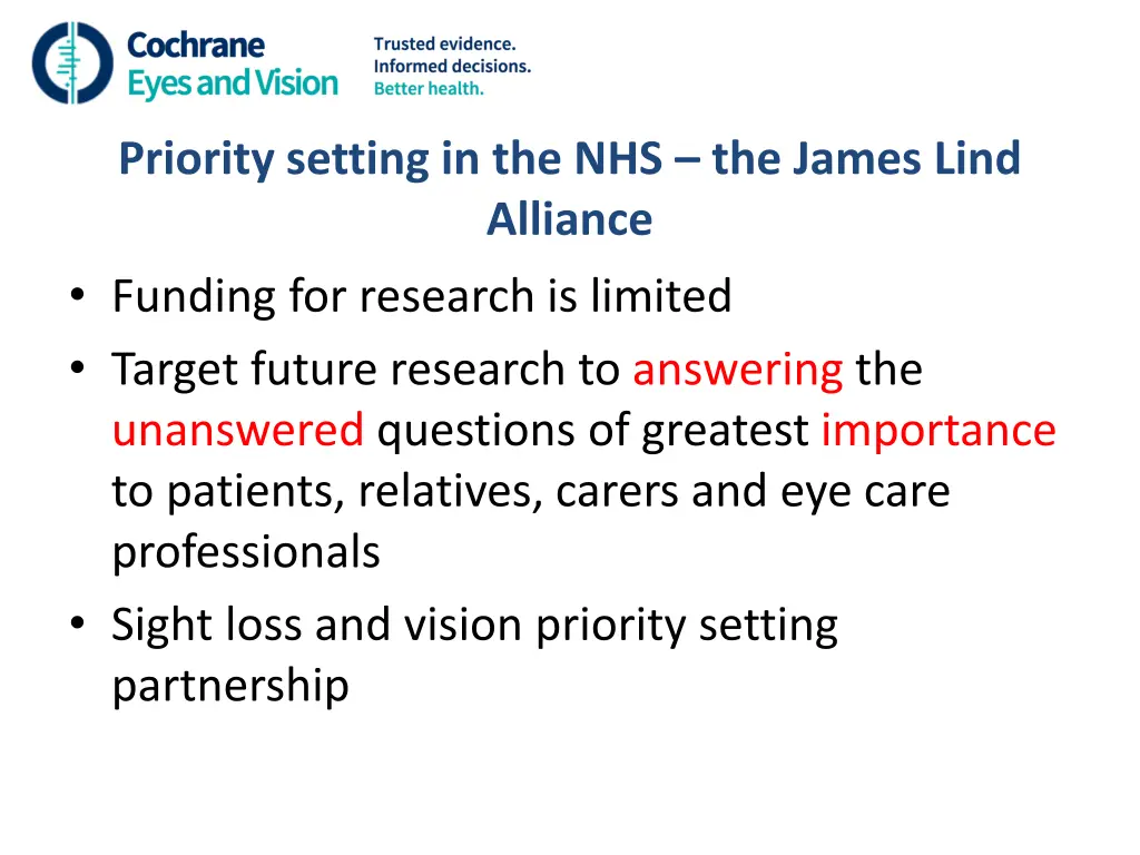 priority setting in the nhs the james lind