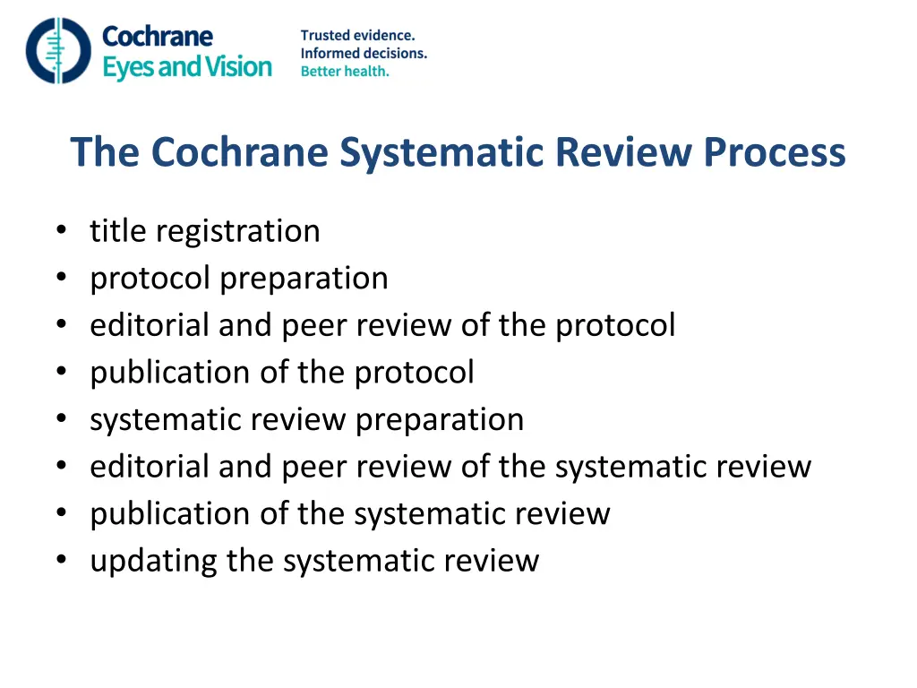 the cochrane systematic review process