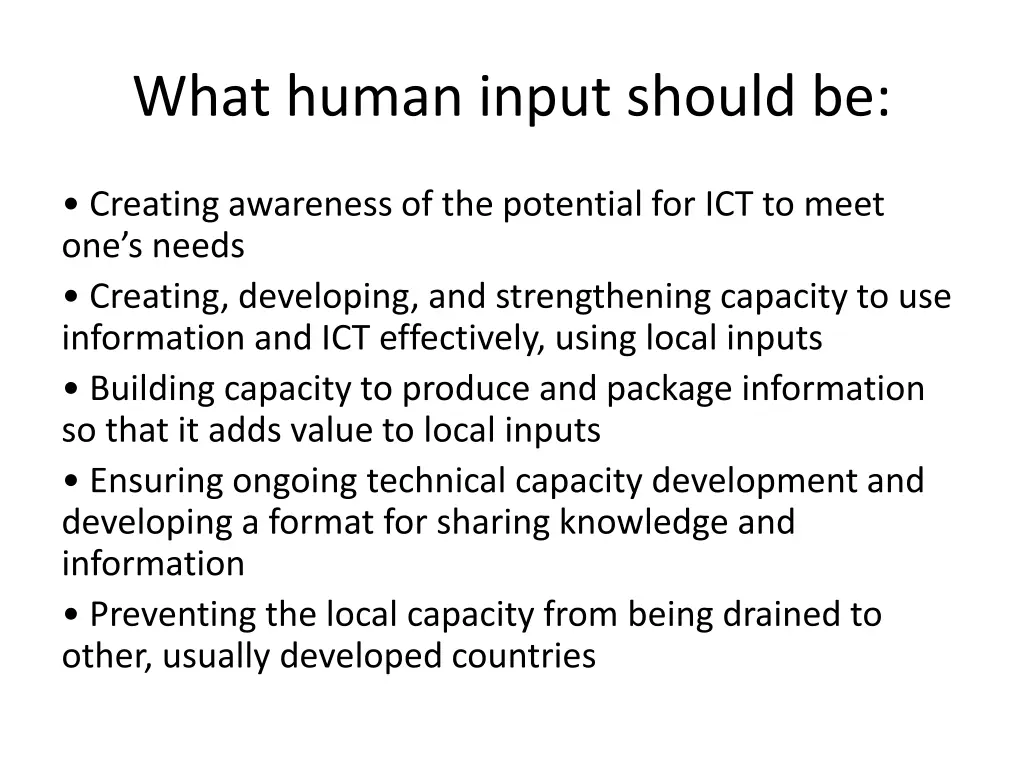 what human input should be