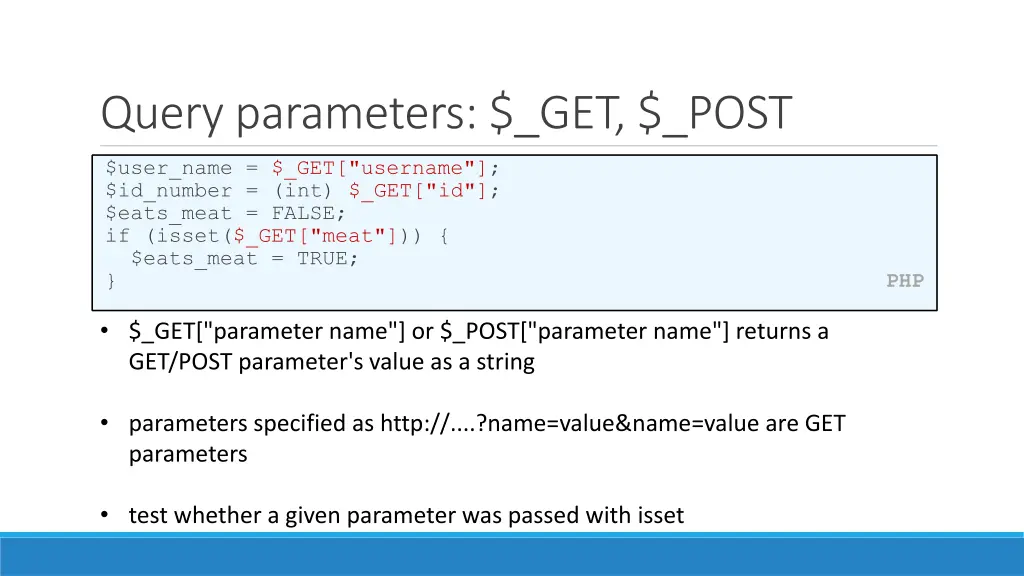 query parameters get post