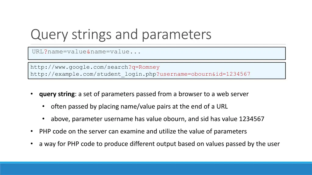 query strings and parameters