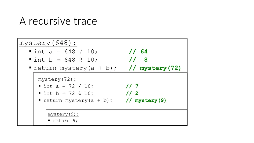 a recursive trace