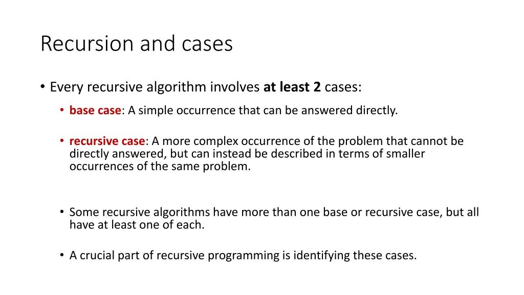 recursion and cases