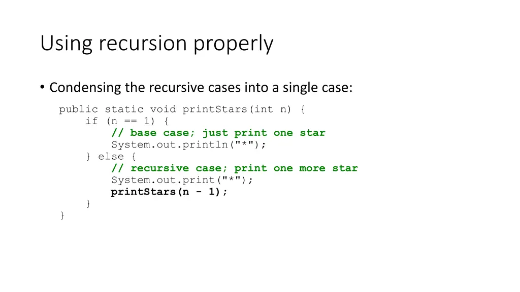 using recursion properly