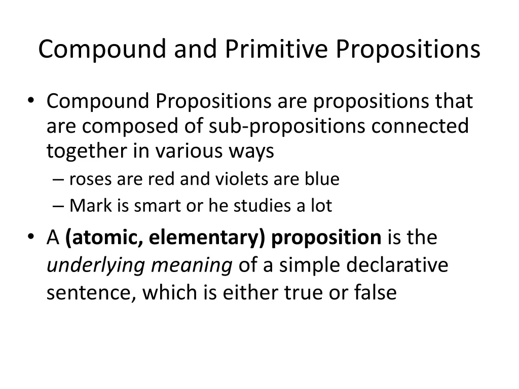 compound and primitive propositions