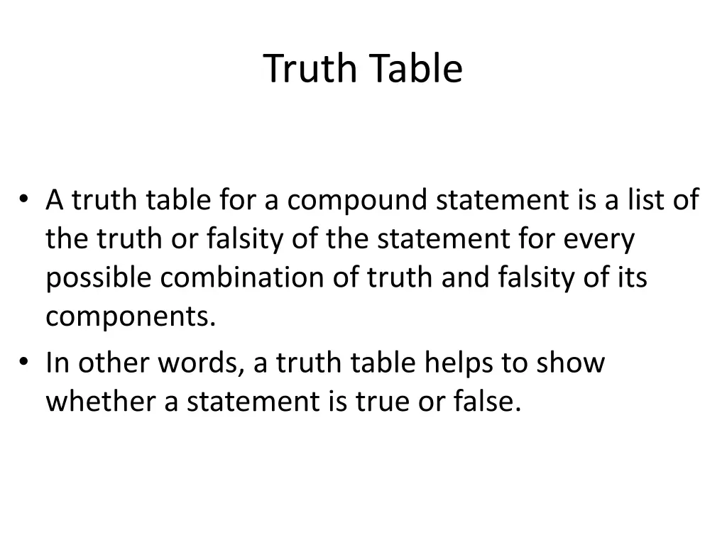 truth table