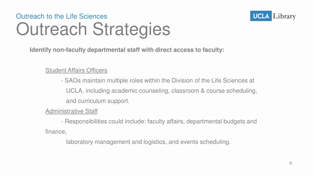 outreach to the life sciences outreach strategies