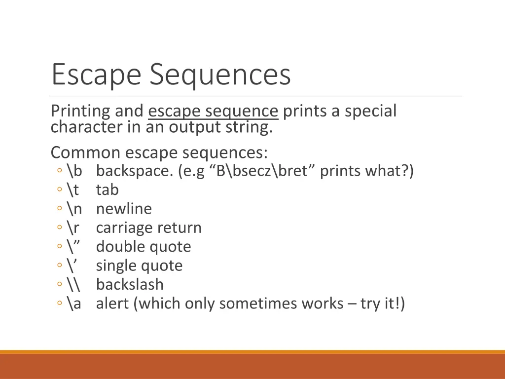 escape sequences