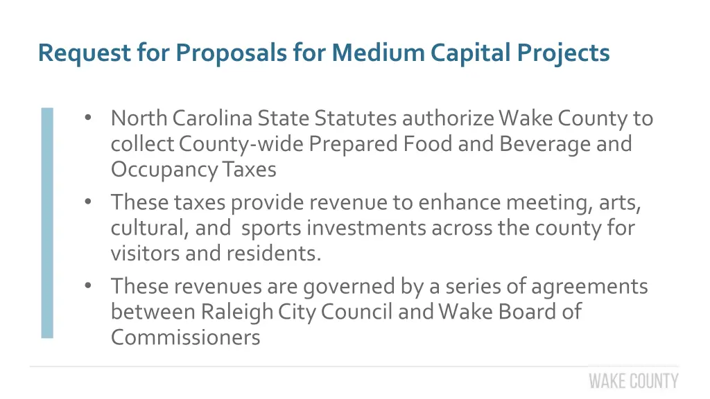 request for proposals for medium capital projects