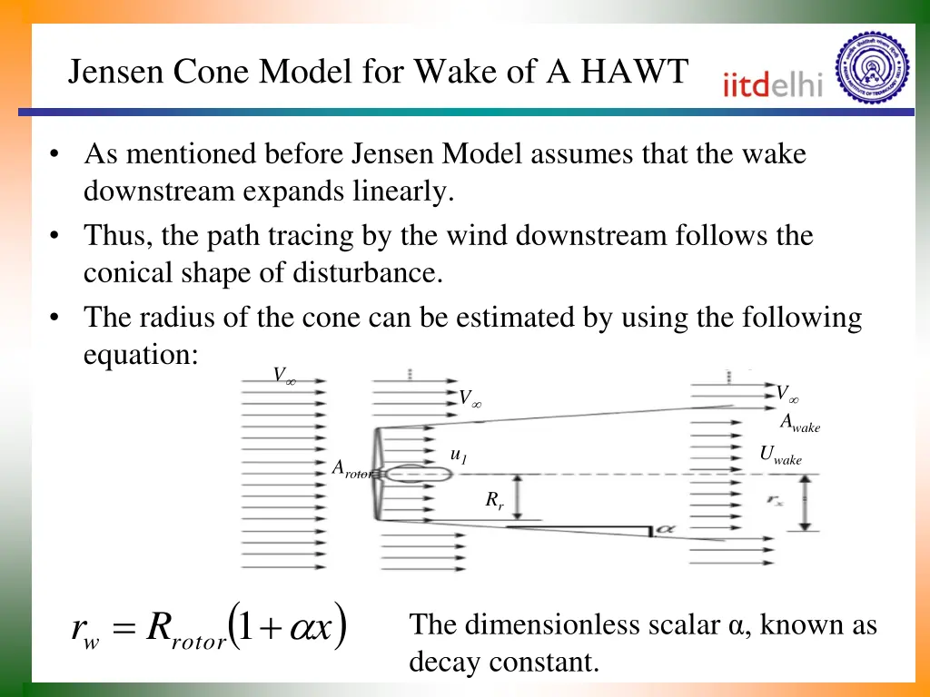 jensen cone model for wake of a hawt