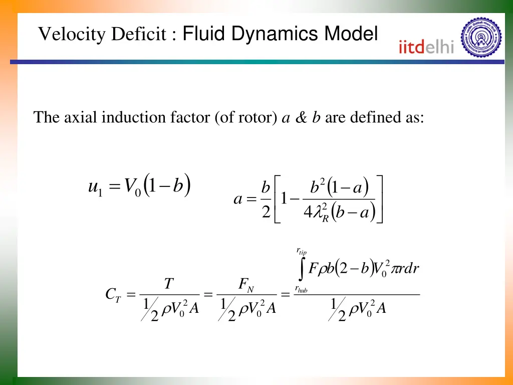 velocity deficit fluid dynamics model