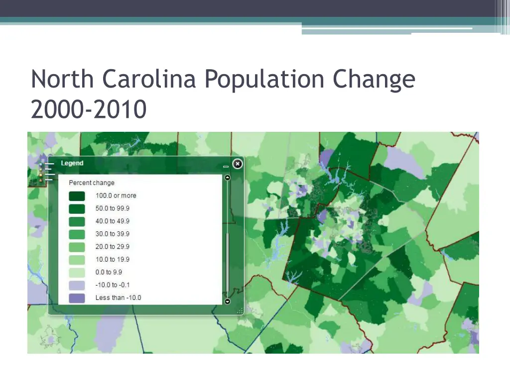 north carolina population change 2000 2010