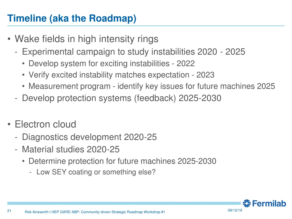 timeline aka the roadmap