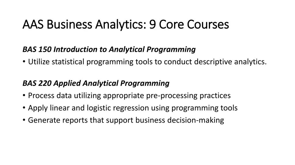 aas business analytics 9 core courses 1