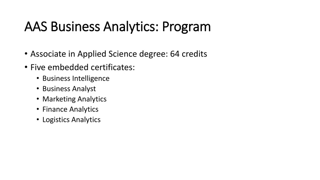 aas business analytics program aas business