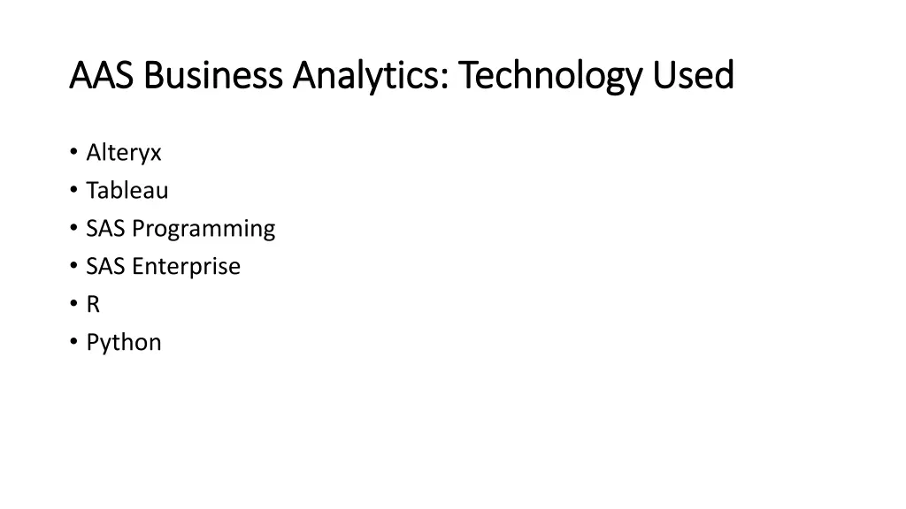 aas business analytics technology used