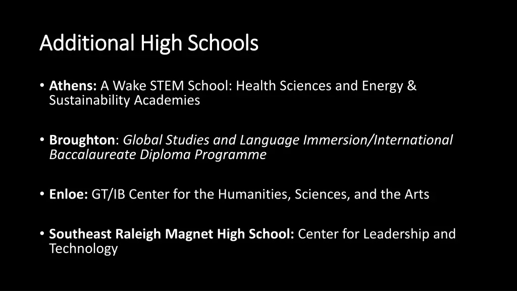 additional high schools additional high schools