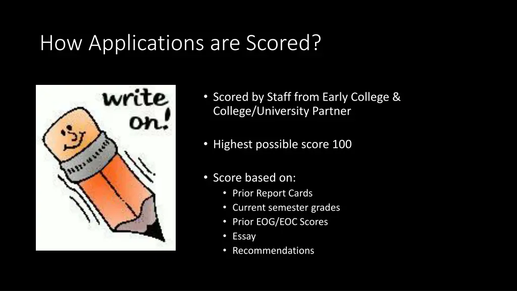 how applications are scored