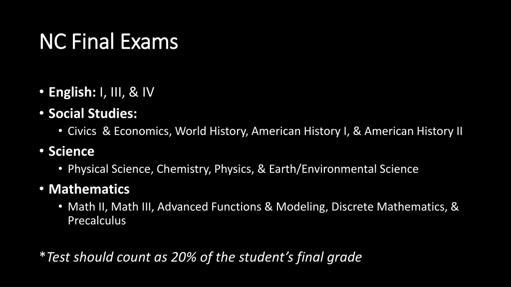 nc final exams nc final exams